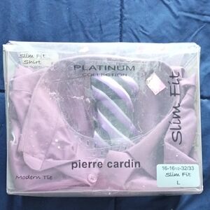 Pierre Cardin Lavender Shirt and Striped Tie Set